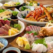 ・食前酒
・先付2品
・刺身
・焼切（たたき）
・焼物
・揚物
・本日の一品
・寿司
※仕入れ状況により、お料理内容が変更になる場合がございます。