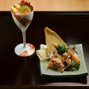 “走り・旬・名残”の要素を大切にした、コース料理の一例。その時期ならではのさまざまな食材たちと出合えます。