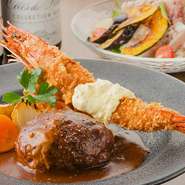 北海道で育まれた新鮮な食材。道産牛や道産豚などこだわりのお肉に、香り高い旬の採れたて有機野菜。道産の新鮮な食材を取り入れた、昔懐かしい定番洋食メニューを味わえます。