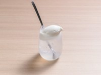 大人気のバニラアイスをイタリアンソーダにトッピング　南国気分のココナッツが引き立てます