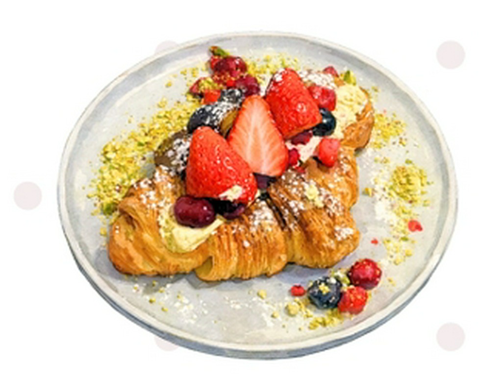 イチゴとピスタチオクリームのクロワッサンサンド