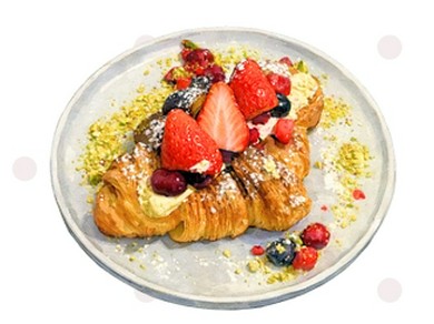 イチゴとピスタチオクリームのクロワッサンサンド