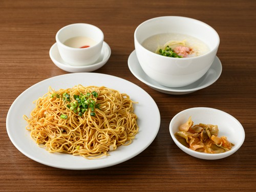 中華粥とカキソース和えそばセット（ランチ）