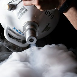 季節のフルーツを使った液体窒素カクテル