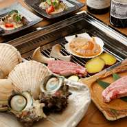 無煙ロースター付きのテーブル席がある「ガーデンエリア」