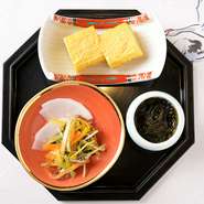 箸休／玉子焼、山葵もずく、浅漬