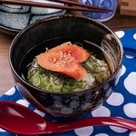 （梅、鯛、明太子・たこわさ）※写真は明太子出し茶漬けです