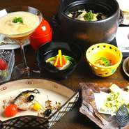 店主自ら仕入れに足を運び厳選された食材を使い、老舗旅館やホテルで勉強した和食ベースにビストロカフェやホテルで勉強したフレンチなどの洋食エッセンスを加えた結縁オリジナルスタイルで提供します