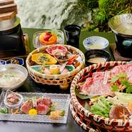 川床で松阪牛すき焼きが味わえるコース