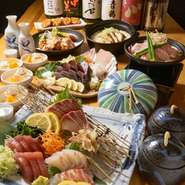 地産地消。高知のさまざまな食材を郷土料理と和食で提供しております。個室でゆったりと高知の旬をお楽しみください。