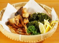 ※写真はウツボ唐揚げ、青さ海苔天、四万十川海老の写真