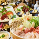 忘新年会にオススメ!!冬季限定の季節の山海寄せ鍋コースです。(2時間飲み放題付き!!)