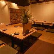 掘り炬燵お座敷は人数に応じてお席をご用意いたします。こちらは18名様までご利用可