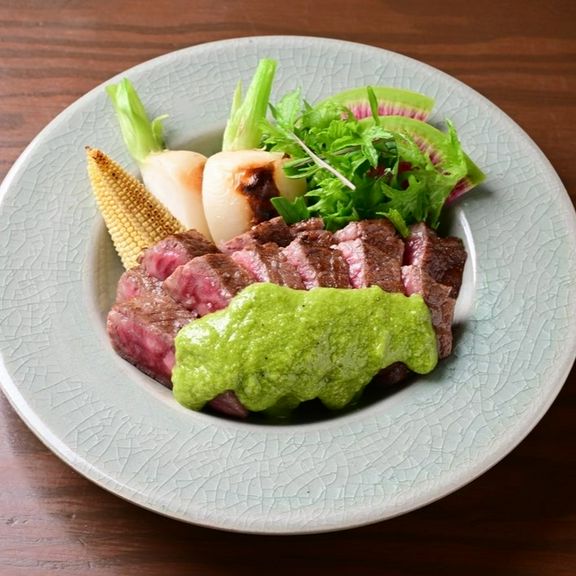 炭火藁焼き和牛カイノミステーキ〜土佐のぬたソース〜