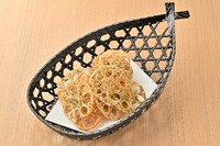 蓮根の食感を青さ塩でお楽しみください