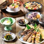 京都の名物素材を使った絶品料理の数々を是非ご賞味あれ！名物の串焼きはもちろん、湯葉や加茂なすといった、京都名物をご堪能あれ。