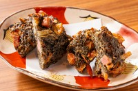 沖縄のもずくをカリッとした食感のかき揚げにしました！