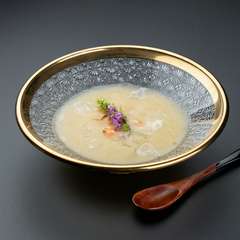 『焼き茄子と車海老の冷製スープ』