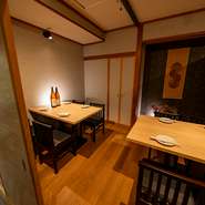 接待・少人数様での飲み会にオススメです。ゆったりとした時間をお過ごしください。特別なひとときをお楽しみください。