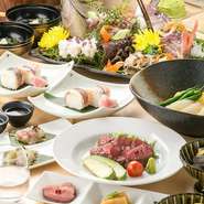 贅沢な宴会コースをご提供しています。旬の食材を使用した多彩なメニューは、どれも絶品。前菜からデザートまで、心を込めて仕上げた料理をお楽しみいただけます。
