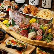 豪華で華やかな「舟盛」を含むコースは皆の注目を集め、食事の場を華やかに演出。コース全体が洗練されており、食事の進行に合わせた細やかな配慮がなされているため、ゲストに喜ばれること間違いないでしょう。