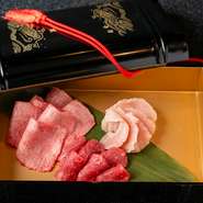 【肉匠八】が取り扱う和牛は、全てが日本国産。松坂牛や神戸牛をメインに、最高級A5ランク・産地直送・鮮度にこだわった黒毛和牛を存分に味わえます。数量限定で、希少部位も用意されています。