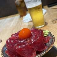 マグロユッケの為に制作して貰った特製タレと夢王との相性抜群です。
量も2人で食べるには満足して頂けると思います。