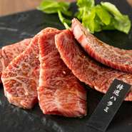 赤身と脂の絶妙なバランスが魅力。たれ・塩を選べ、店独自のスパイスを加えた調合で味の深みが広がります。肉厚にカットされた、数量限定の贅沢な逸品です。