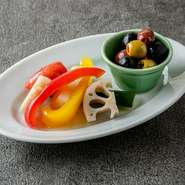 assorted vegetable pickles & olives