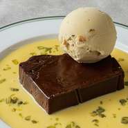 fresh chocolate terrine pistachio ice cream