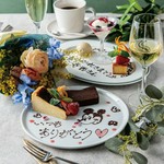 食後に花火＆メッセージ付きデザート盛り合わせをご用意いたします。