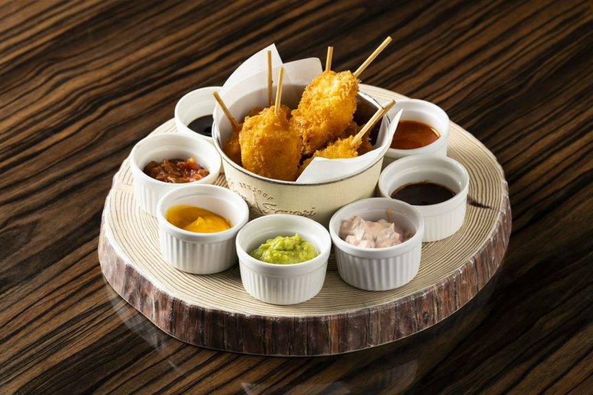 名物串カツバラエティセット7種ディップソース盛り合わせ