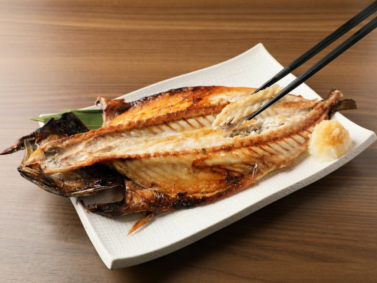 沼津で加工された干物。焼きたての香ばしさもたまらない逸品