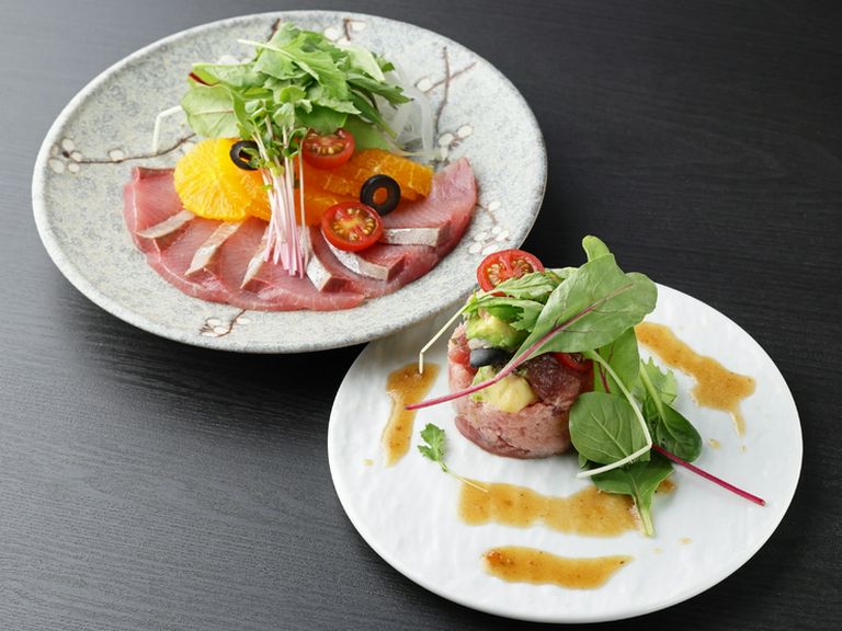 鮪とアボカドのタルタル・鮮魚とフルーツのカルパッチョ