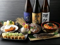 本鮪やいくら、雲丹など高級食材をふんだんに使用！地酒、焼酎、鬼おろし果実酒などが入ったコース