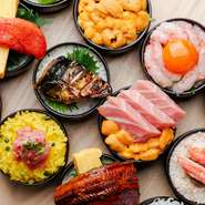 鮮やかないろどり海鮮3口丼をはじめとした写真や動画に収めたくなる迫力の映えメニューを豊富にご用意◎