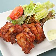 ザンギのバジルソース添え