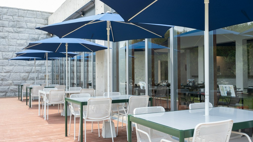 自然を間近に食事を楽しめる開放的なテラス席