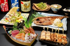 創、厳選メニューに加え　2時間飲み放題付きのお得なコースです。