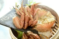 北海道産の毛ガニを蒸しでお楽しみください。濃厚なカニ味噌は一度食べたら忘れられない味。
