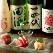 ・本日のオススメと2種
・炙りしめ鯖
・かつおのたたき
・まぐろの切り落とし
・サーモン
・赤海老
・たこ刺し
・カレイのえんがわ