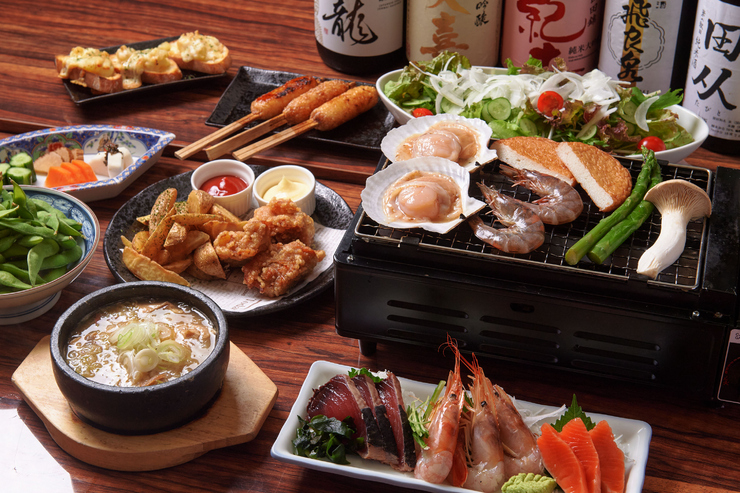 Grande regular course: 2 hours of all-you-can-drink and large platter dishes