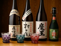 ・「3M」森伊蔵、魔王、村尾 グラス 各3200円
・「3M」森伊蔵・魔王・村尾 3種利き酒セット(各45ml) 3500円