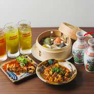 飲茶の食べ放題を楽しめるプランでは、好みの中国茶を選べるほか、前菜3種類の盛り合わせも付いています。多彩な味をゆっくり味わえるため、満足感たっぷりの食事時間を過ごしましょう。