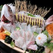 調理方法＝お造り・塩焼き・カルパッチョ・花椒マリネ：別途調理代なし / 煮付け・串かつ・天ぷら・姿蒸し葱油ソース：+300円(税抜) / 握り・手巻き寿司セット：+500円(税抜)。