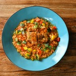 海老とバジルのアラビアータ・・・1,408円
若鶏と彩り野菜の菜園風リゾット・・・1,298円