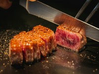 焼き加減はミディアムレアで、シンプルな味付けの『赤身肉』