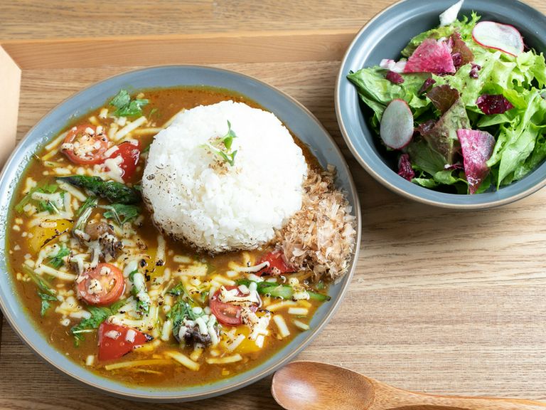 奥深い味わいに魅了される、とろとろ牛スジの和風カレー『ベジスジカレー(グリーンサラダ付き)』