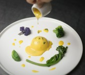 帆立のクリル、サンフランクリーム～カプチーノ仕立て～