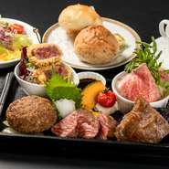 常陸牛の様々な部位を５つの料理で福を呼ぶ、イイジマおすすめメニューです。(内容は時期により変更がございます)
